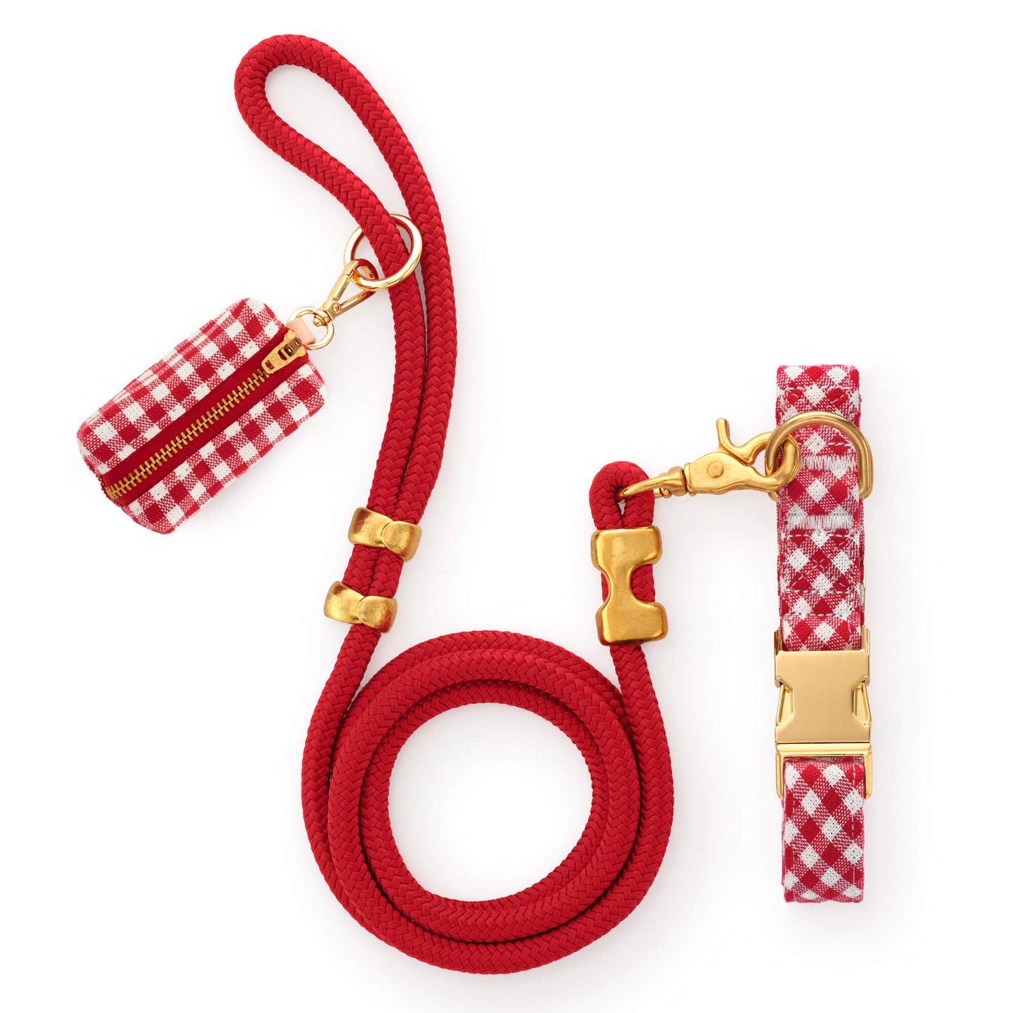 Red Gingham Collar Walk Set from The Foggy Dog