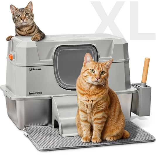 OpulentPaws™ Stainless Steel Litter Box with Lid