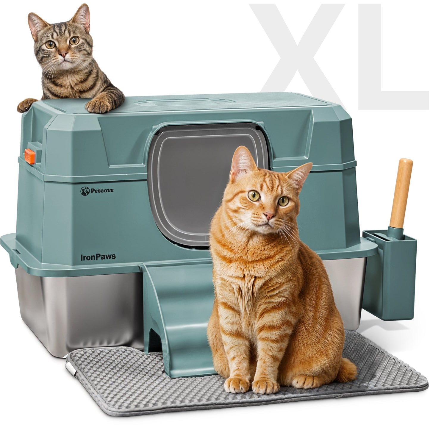 OpulentPaws™ Stainless Steel Litter Box with Lid